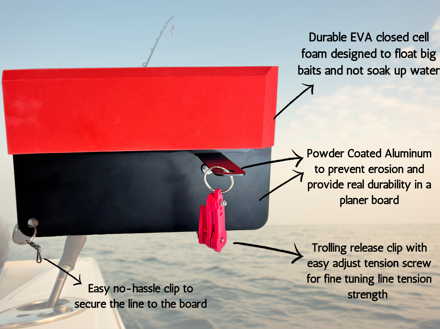 My PB Series Planer Boards | Heavy-Duty 10" Powder-Coated Aluminum & EVA Foam | Lightweight, Adjustable Arms for Trolling Catfish, Striper & Many Other Species | 2-Pack