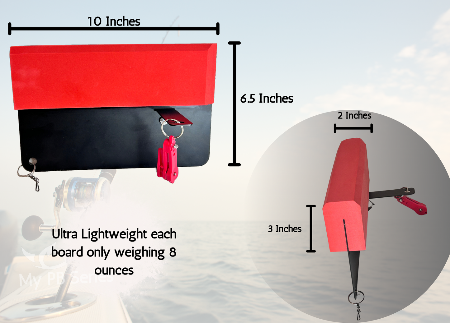 My PB Series Planer Boards | Heavy-Duty 10" Powder-Coated Aluminum & EVA Foam | Lightweight, Adjustable Arms for Trolling Catfish, Striper & Many Other Species | 2-Pack